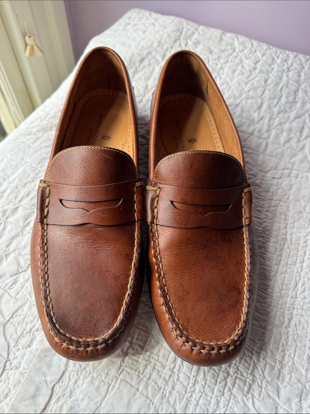 Martin Dingman Brown Leather Penny Loafers